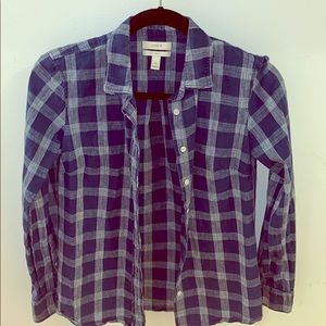 J Crew Size 0 Blue Plaid Boy Shirt
